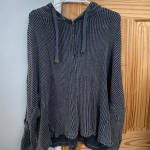 Distressed Navy Blue/Blue Hooded Sweater